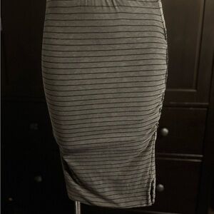 Sundry Black and Gray Striped Pencil Skirt